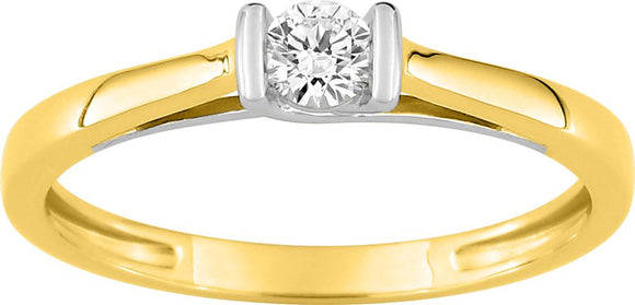 Bague solitaire en or jaune 9ct et diamants de laboratoire 425L2