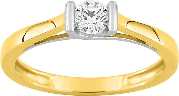 Bague solitaire en or jaune 9ct et diamants de laboratoire 425L1