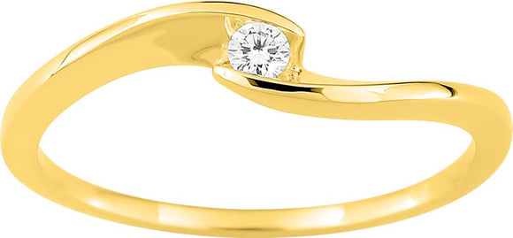Bague solitaire en or jaune 9ct et diamants de laboratoire 415L9