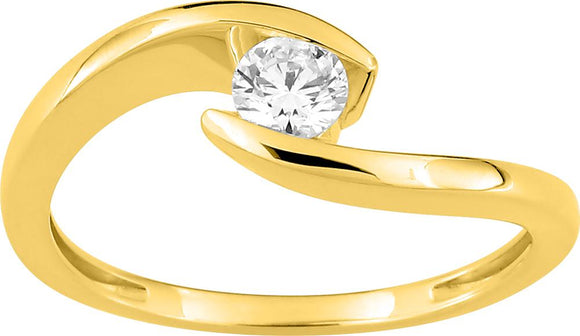 Bague solitaire en or jaune 9ct et diamants de laboratoire 415L6
