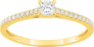 Bague solitaire accompagné en or jaune 9ct et diamants de laboratoire 415L1