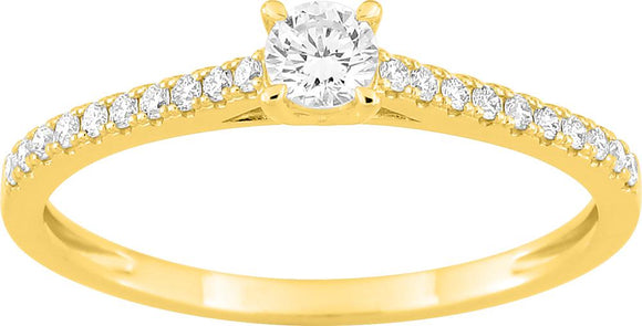 Bague solitaire accompagné en or jaune 9ct et diamants de laboratoire 415L1
