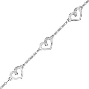 Bracelet Cœurs en argent et zirconium 2