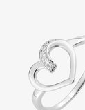 Bague coeur en argent et zirconiums 611-3862