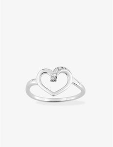 Bague coeur en argent et zirconiums 611-3862