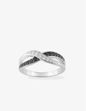 Bague en argent zirconiums blancs et noirs 611-4069