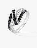 Bague en argent zirconiums blancs et noirs 611-4071