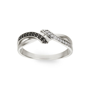 Bague en argent avec zirconiums noirs et blancs 611-3853