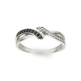 Bague en argent avec zirconiums noirs et blancs 611-3853