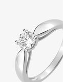 Bague solitaire en argent rhodié et zirconium 611-4079