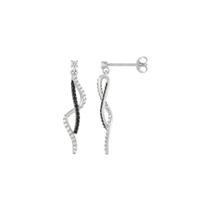 Boucles Argent et zirconiums noirs 681-3315