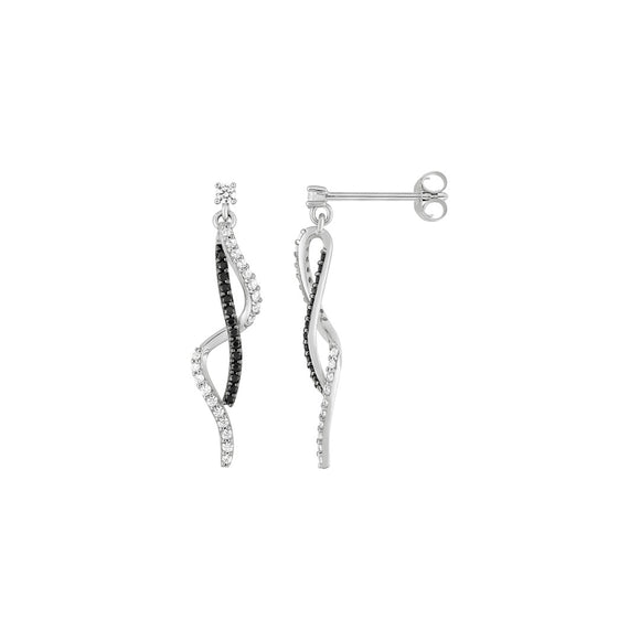 Boucles Argent et zirconiums noirs 681-3315