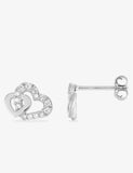 Boucles d'oreilles double coeurs en argent 682-2445