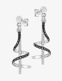 Boucles pendantes zirconiums blancs et noirs