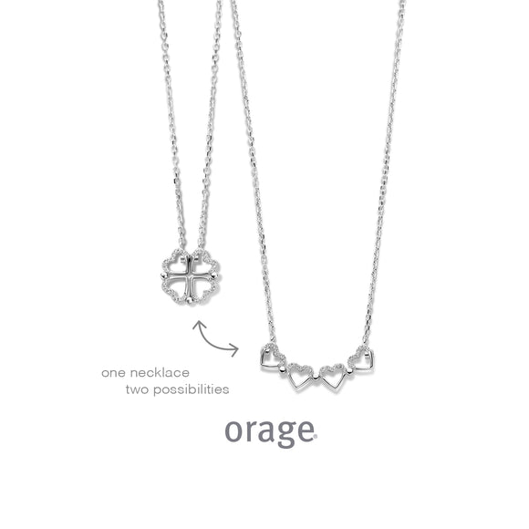 Collier en argent modifiable trèfle et coeurs