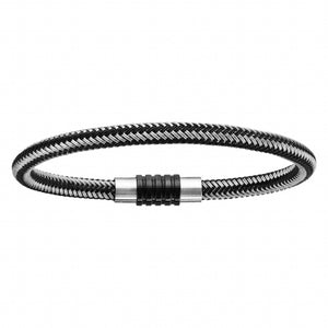 Bracelet tressé acier et pvd noir B12021
