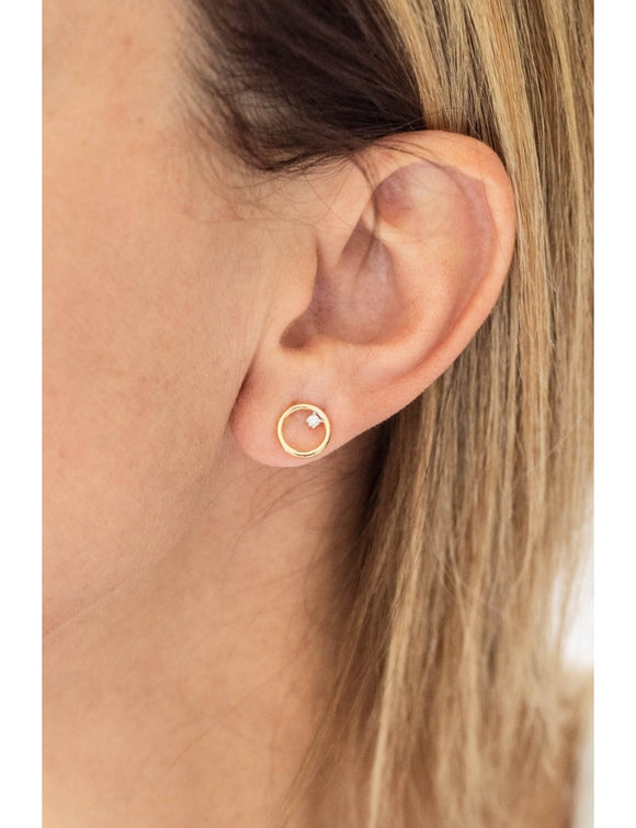 Boucles cercles en or jaune 9ct et diamants 484-153