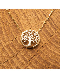Collier en or 9ct arbre de vie et diamant 453-46