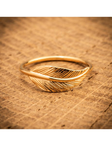 Bague plume moyenne en or 9ct 410-7