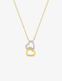 Collier double coeur en plaqué or et zirconiums 755z-362