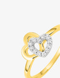 Bague en plaqué or double coeur 711-436
