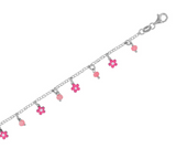 Bracelet avec fleurs et boules roses