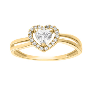 Bague or jaune coeur 9ct et zirconiums 411-85