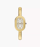 Montre jonc Sloan doré + fond blanc