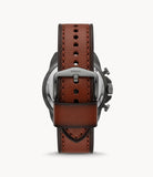 Montre Fossil Bronson chronographe acier anthracite cuir brun