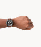 Montre Fossil Bronson chronographe acier anthracite cuir brun