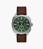 Montre Machine chronographe cuir marron fond vert