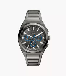 Montre Everett chronographe acier gris fumé