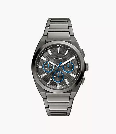 Montre Everett chronographe acier gris fumé