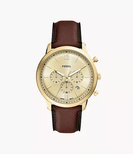 Montre Neutra chronographe cuir marron