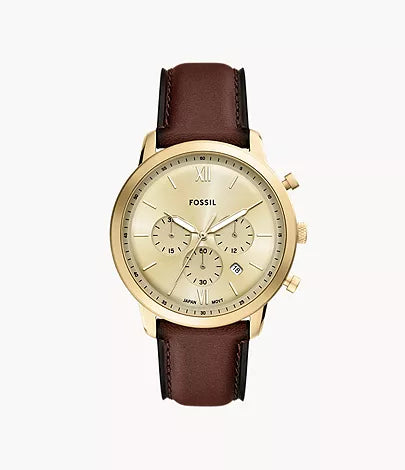 Montre Neutra chronographe cuir marron