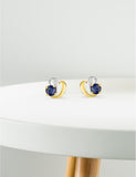 Boucles d'oreilles bicolore 18ct + saphir 384-386