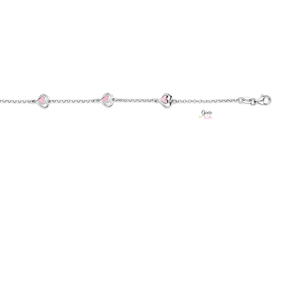 Bracelet cœurs roses en argent GK547