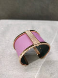 Les Georgettes Manchette Barrette doré 40mm + cuir mauve/vert foncé