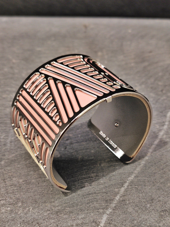 Les Georgettes Manchette LOVE AG 40mm + cuir rose clair/gris clair