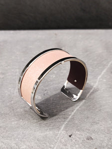 Les Georgettes Manchette Pure XL AG 25mm + cuir rose clair pailleté/prune