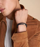 Bracelet Fossil multirang All Stacked Up en cuir bleu marine JF04703998