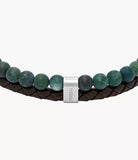 Bracelet cuir marron + agate mousse