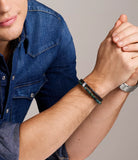 Bracelet cuir marron + agate mousse