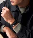 Bracelet Fossil en cuir noir 842-1550