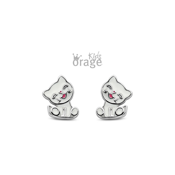 Boucles chats en email blanc K2547
