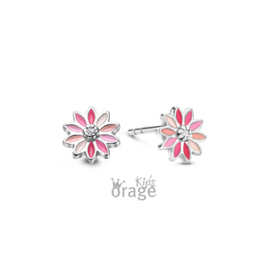 Boucles fleurs roses K2711