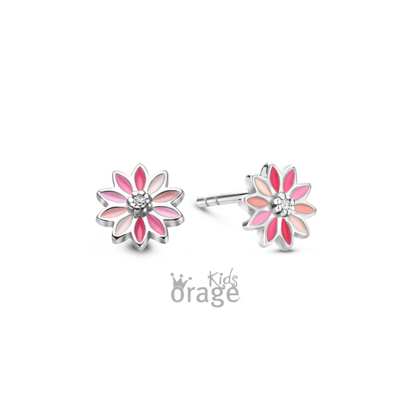 Boucles fleurs roses K2711