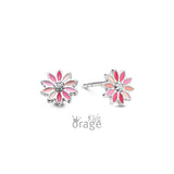 Boucles fleurs roses K2711