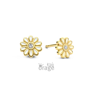 Boucles fleurs pâquerette en plaqué or K2776