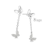 Boucles d'oreilles pendantes papillon + zirconium K3004